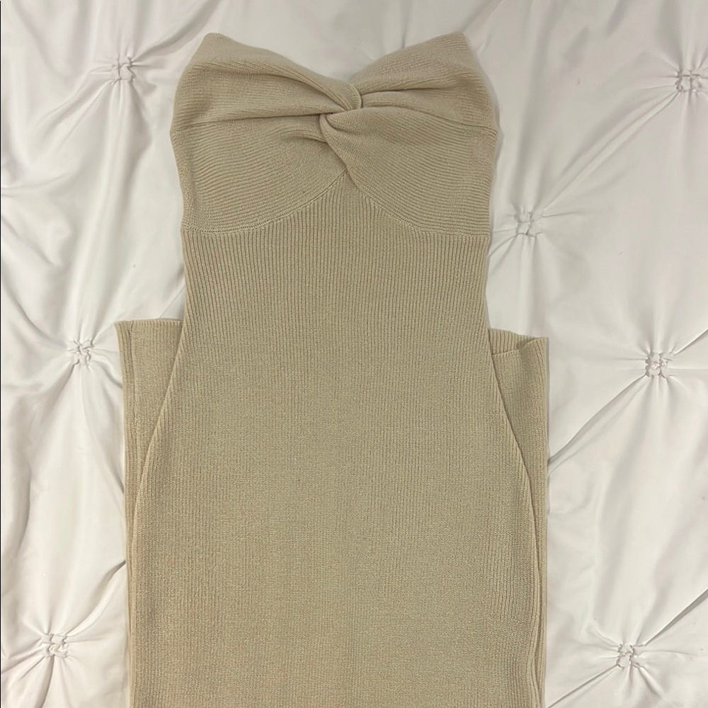 Strapless long knit dress